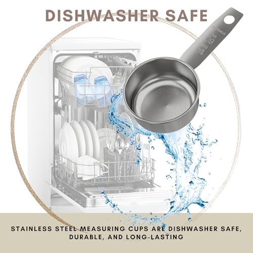 1/4 Cup Stainless Steel Measuring Cup | Sturdy Metal 60 ml | 60 cc | 2 oz | Single Cup for Wet and Dry Ingredients | Great for use as 1/4 Cup Dog Food Scoop - 1 PK - size: 1/4 Cup