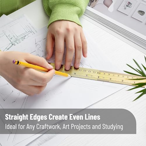 Mr. Pen- Metal Straight Edge Ruler, 2 Pack, 6" and 12", Gold - color: Gold, size: 6, 12 inch