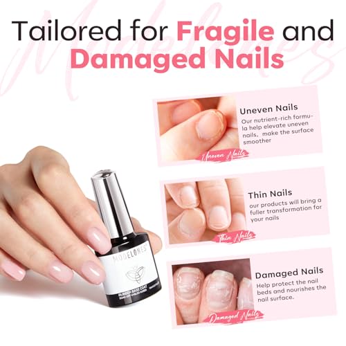 modelones Milky Pink Builder Nail Gel Rubber Base Coat Soap Nails - color: Rubber Base Coat Milky Pink