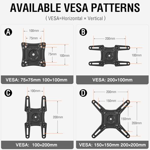 ELIVED Full Motion TV Monitor Wall Mount for Most 14-42 Inch LED LCD Flat Screen TVs & Monitors, Swivel Tilt Extension Rotation tv Mount Bracket Max VESA 200x200mm, up to 44 lbs. (Pack of 2) - size: 3 Arms: 14.8" (Pack of 2)