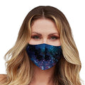 Washable Face Mask with Adjustable Ear Loops & Nose Wire - 3 Layers, Made in USA - color: Galaxy - Black