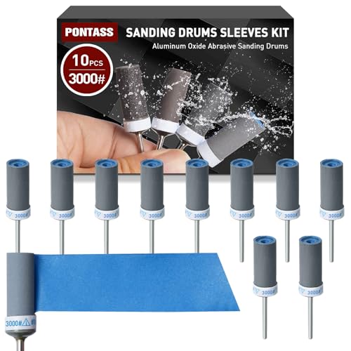 10PCS 3000 Grit Sanding Drums for Rotary Dremel Tool - size: 3000 Grit