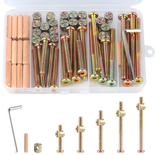 M6x40/50/60/70/80mm Crib Screws Assortment 20 Set Wooden Bed Hardware Kit