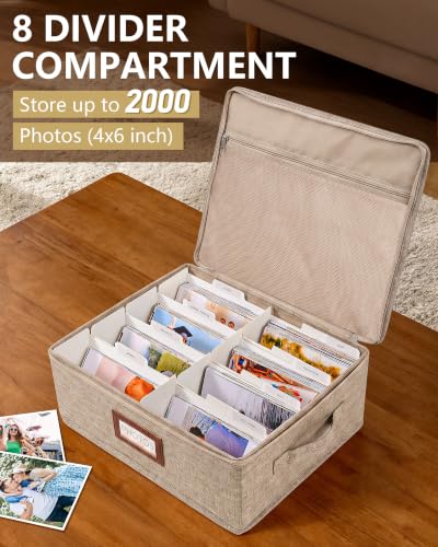 HULISEN Photo Storage Box, Photo Organizer for 2000 4x6 Pictures, Brown - color: Brown