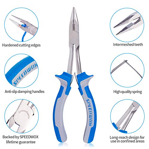 SPEEDWOX Long Reach Long Nose Pliers 6 Inches Mini Wire Cutter Side Cutting Slim Precision Fine Pliers for Hard to Reach Narrow Spaces Serrated Jaws High Leverage Reduce Efforts Non-slip Handles - style: Long Nose Pliers