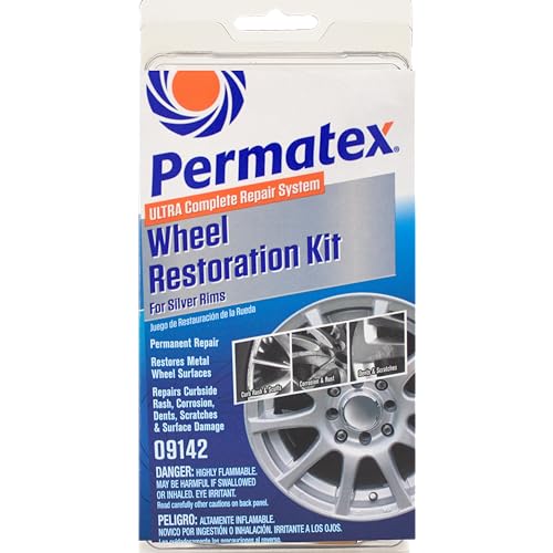 Permatex 09142 Wheel Restoration Kit - Silver - Easy-to-Use Do It Yourself Kit Repairs Unappealing Wheel Damage Including Curbside Rash, Corrosion, and Scuffs for Like New Appearance - color: Silver