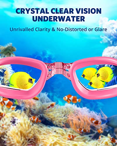 Aegend Swim Goggles, Swimming Goggles No Leaking Full Protect Adult Youth - color: Rose Red