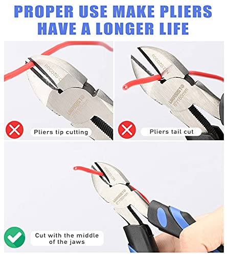 URASISTO 6-Inch Side-Cutting Pliers Diagonal Pliers with heavy Duty Nickel Chromium Steel Construction - size: 6" Diagonal Cutting Pliers