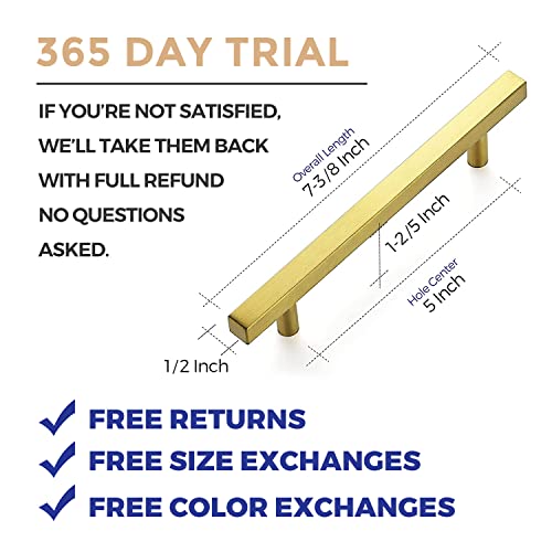 Ravinte Gold Cabinet Handles 5 Inch 10 Pack, Square Cabinet Pulls - size: 5 Inch Hole Centers