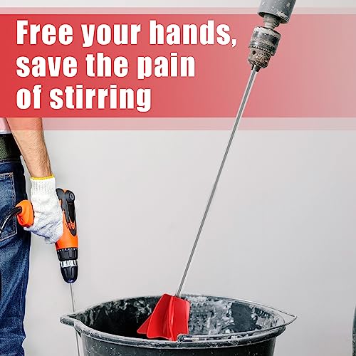 Loosh 11",6 Pcs Paint Stirrer for Drill, Paint Mixer Attachment,Red - color: Red, size: 11"