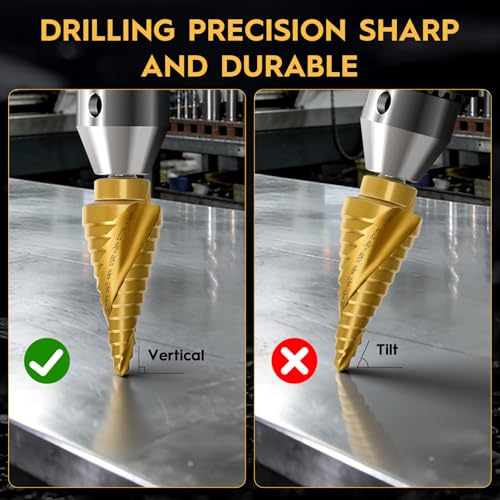 3PCS Titanium Step Drill Bit - HSS Step Bit Set with Two Spiral Grooved - color: 3Pcs Spiral