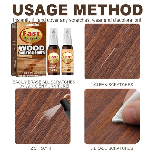 Wooden Furniture Floor Scratch Repair Spray for Scratches, Wood Floor Scratch Repair Care for Wood Floors, Tables, Desks, Carpenters, Bedposts, Touch Ups (Dark + Light)