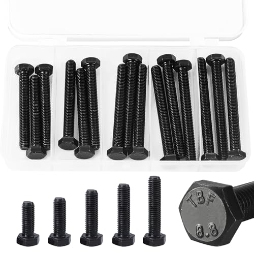 M8 x 60mm 65mm 70mm 75mm 80mm Hex Bolts, Hexagon Head Screw, 8.8 Grade Alloy Steel, Black Oxide Finish, Metric Full Machine Thread, Assortment Kit 15PCS - size: M8 x 60-80 mm(15PCS)