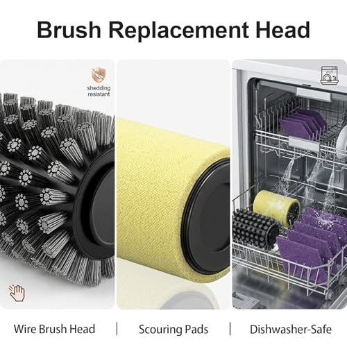 Replacement Brush Heads for Electric Grill Brush, 3-in-1 BBQ Brush Replacement Kit, Includes Stainless Steel Wire Brush Head, Polishing Pad ＆ Scouring Pad, Compatible with Model LZ-8054A 7 Pack - color: Silver