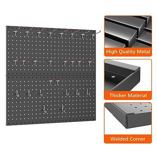 WALMANN 2 PCS 12x24 in Pegboard Panels, 24x24 in Tools Pegboards, Black - color: Black 12"*24", size: 24"*24"