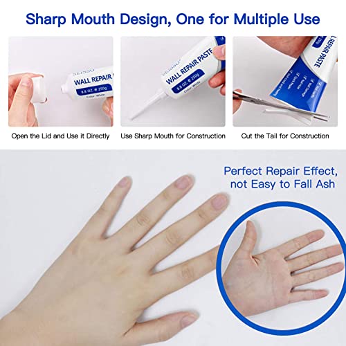 SEISSO Drywall Repair Kit, 500 g Wall Mending Agent- 2 Pack, Wall Spackle Repair Kit with Scraper, Patch for Wall Hole Filler, White Spackle Wall Repair Paste, Plaster Dent - style: 2pcs paste