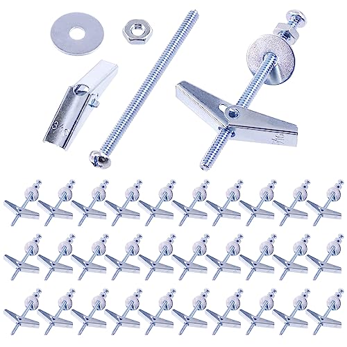 Swpeet 120Pcs 30 Set 3/16 Inch Toggle Bolts and Wing Nut Kit with Hex Nuts, Washers, Toggle Bolt Assortment Kit, Butterfly Toggle Anchors for Hanging Heavy Items on Drywall - size: 3/16 Inch
