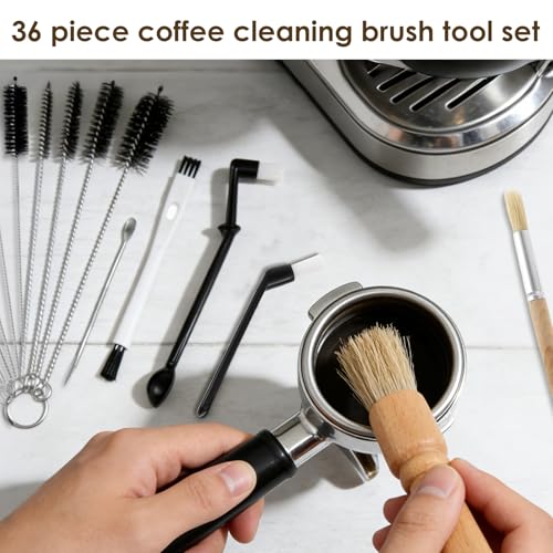 36PCS Coffee Brush Set, Espresso Machine Cleaning Brush Kit with Nylon & Bristle Brushes, Coffee Grinder Cleaning Brush Set,Long Handle Straw & Bottle Brush Kit, Espresso Brush for Home Cafe Barista - color: Multicolor 36pcs