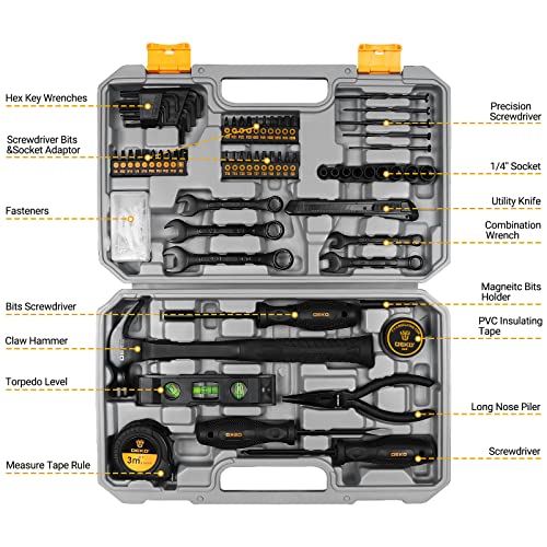 DEKOPRO Tool Kit Set Box Home Repair Tools Basic Hand Toolbox Sets 148Piece - color: Black
