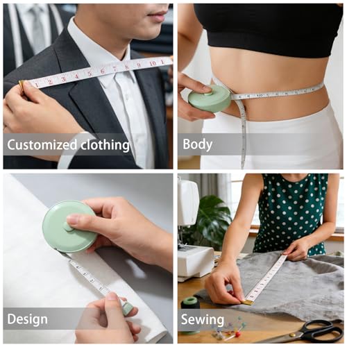 6 PCS Tape Measure Body Measuring Tape with Soft Ruler & Scissors for Sewing, Fabric, Cloth, Knitting, Tailor, DIY Home Craft, Mini Retractable Dual Scale 60 Inch