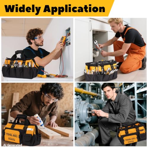 Fathers Day Gift for Husband Dad Men, 16 Inch Heavy Duty Tool Bag, Fathers Day Gift from Daughter Wife Son, Anniversary Birthday Gifts for Men Him, Portable Tool Organization for Mechanic Electrician