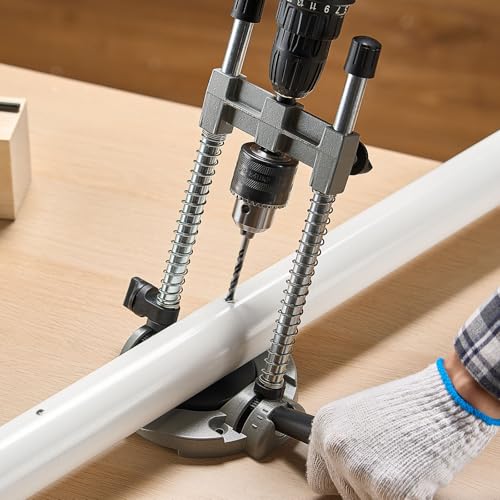 VEVOR Drill Guide, Multi-Angle Press Portable Precision Drilling Guide Jig Attachment, with Large Handle and Mounting Holes, Aluminum Alloy, for Drilling Angled or Straight Holes, for Wood Working - size: Ultra, style: Drill Guide