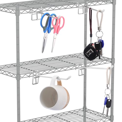 MorningRo 4 Pcs Accessory Shelving Hook for Wire Shelf Accessories, Silver | Heavy Duty Metal with Rubber Cover, Fits Wire Shelves Organizing Kitchen Tools, Space-saving Storage Pantry Garage Closet - color: Silver