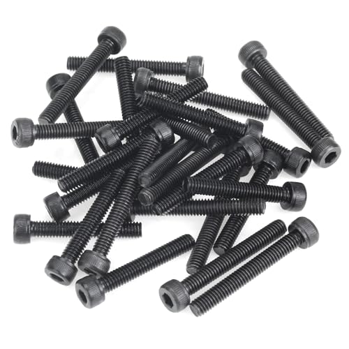 55 Pieces M4 x 25mm Socket Head Cap Screws, Thread Pitch 0.7mm, Sutemribor M4 Black Screws, 12.9 Grade Alloy Steel, Black Oxide Finish, Fully Threaded - size: M4 x 25mm, style: Socket Head
