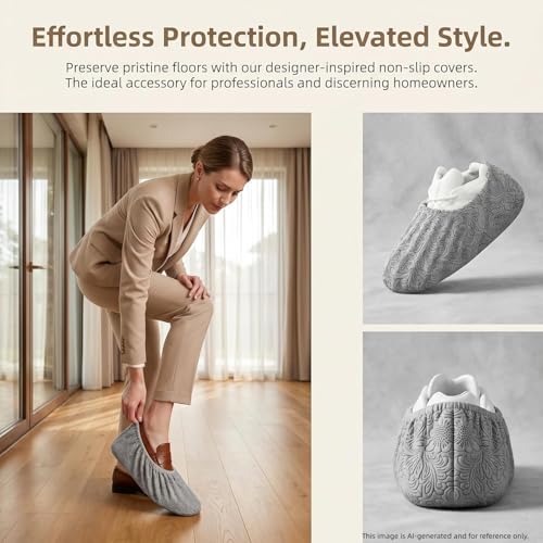 Non Woven Disposable Non Slip Shoe Covers 50Pcs (25 Pairs) (Grey) - color: Grey