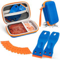 Plastic Razor Blade Scraper, 2PCS Scraper Tool with 100PCS Plastic Blades Carry Case, Cleaning Scrapers Remover Storage for Stickers, Decals, Adhesive, Labels, Paint, Glass, Car, Window, Caulk