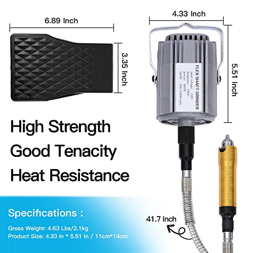 High-Powered 800W Flex Shaft Rotary Tool with Foot Pedal Control and Metal Flexible Shaft - Electric Hanging Grinder Carver for Metalworking, Repair, Carving, Buffing, Polishing, Sanding at 23000 RPM - size: 800W Chuck 0.4-6.5mm