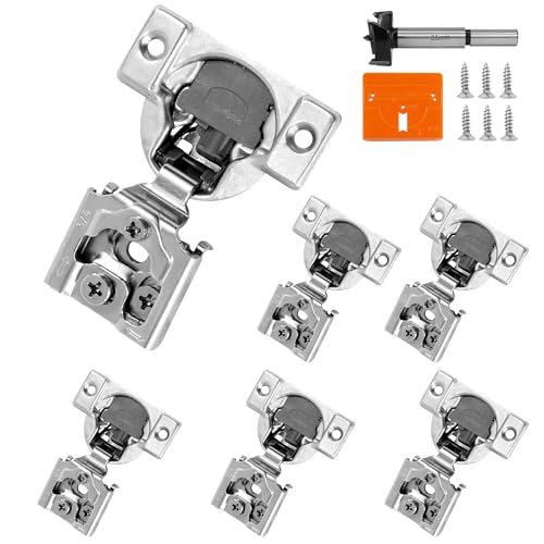 3/4 Inch Overlay Soft Close Cabinet Hinges, 6 Pack Slow Soft Close Hinges for Kitchen Cabinets Satin Nickel Hidden Self Closing Kitchen Cabinet Hinges for Cupboard - size: 3/4 inch Overlay