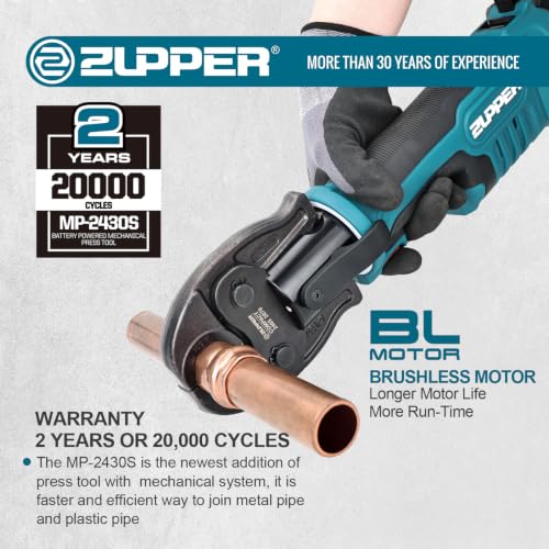 ZUPPER Compact Press Tool Kit for 1/2" to 1-1/4" Copper Pipes - style: MP-2430S (kit with 4 VUS Copper Press Jaws 1/2" to 1-1/4")