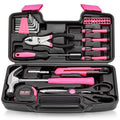 39pcs Pink Household Tool Set, Essential Hand Tool Kit with Plastic Toolbox for Home Repairs, DIY & Crafts, Perfect for Students & Everyday Use