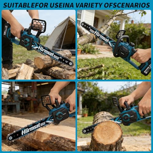 12" Brushless Cordless Electric Chainsaw with 2×4.0Ah Batteries