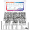 600Pcs Stainless Steel Wood Screws Assortment Kit, #4#6#8#10#12 Phillips Pan Head Sheet Metal Screws Self Tapping Screws Set,Length 3/8" to 2" (Silver-Pan Head) - color: Silver