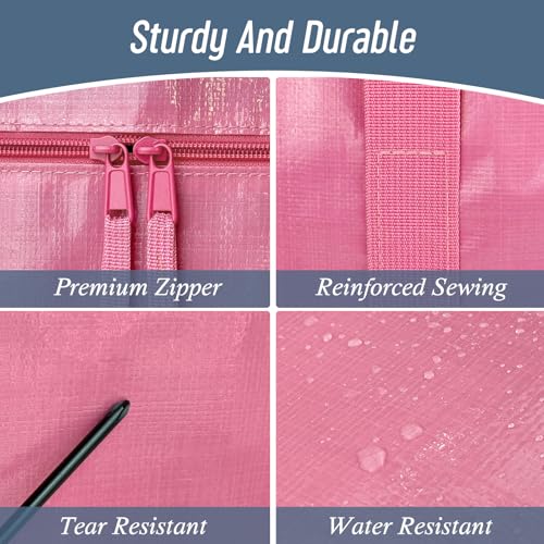 12 Pack Extra Heavy Duty Large Moving Bags with Strong Zipper, Pink - color: Pink, size: 12 Pack