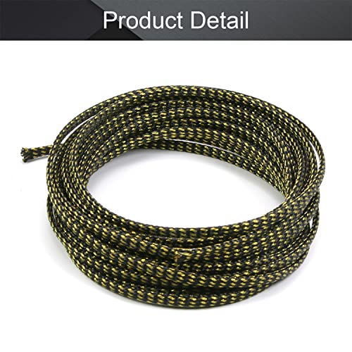Othmro 5m/16.4ft PET Expandable Braid Organize & Protect Cable Sleeving Flexible Wire Mesh Sleeve Black Gold,for TV Audio PC Cords Protect from Pets Chewing - color: Black Gold, size: 4mmx5m
