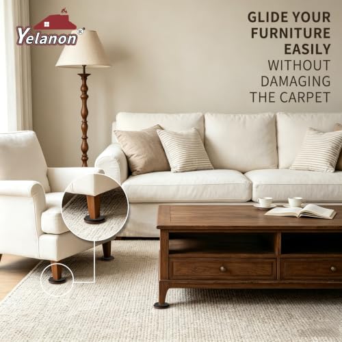 Yelanon Furniture Sliders 20 Pcs 2.5" Round Brown for Carpet - size: 20pcs 2.5” Round Brown