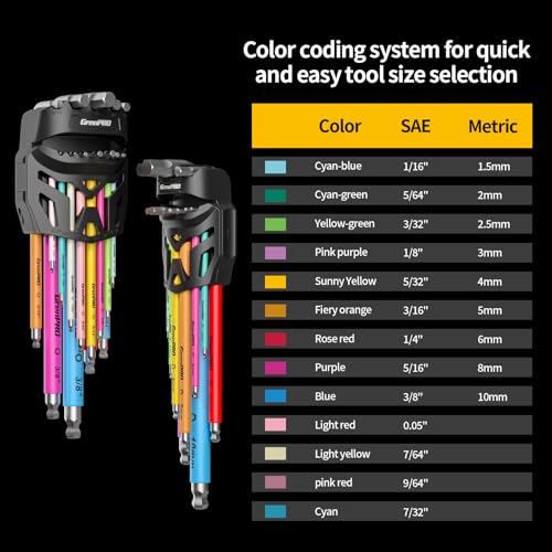 GRENPRO 22PC Allen Wrenches Sets Metric & SAE Hex Key Set Color Bike Tools - style: 22 Pieces Allen Wrenches Sets Metric & SAE