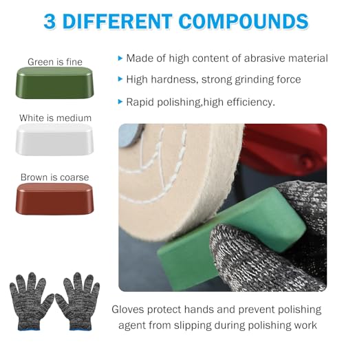 6PCS Drill Buffing Wheels with 3PCS Polish Compound,Wheel Polishing Buffing Pads for Drill,Wheel Shaped Polishing Tool for Metal,Stainless Steel,Jewelry,Wood,Plastic, Ceramic,Glass and etc - color: 6PCS