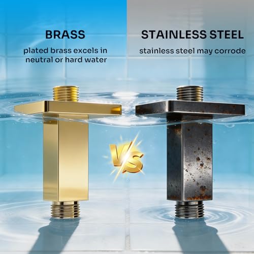 Enga Brass Square Shower Arm with Flange, 3 Inches Ceiling Mount Replacement Rain Shower Head Straight Arm, Bright Gold - color: Polished Gold, style: 3 Inch