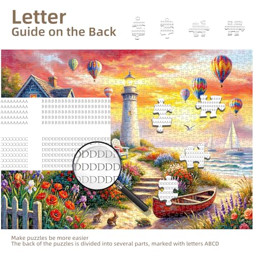 Coastal Lighthouse Sunset Puzzles for Adults 1000 Pieces - color: Coastal Lighthouse
