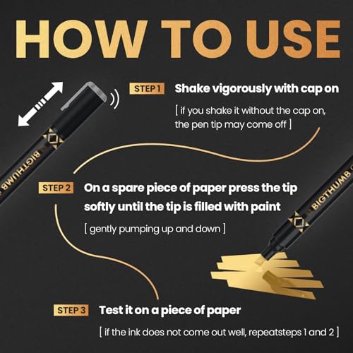 BIGTHUMB 6Pcs Liquid Chrome Paint Markers, Dual Tips Gloss Mirror Marker, Oil-based Permanent Chrome Maker, Reflective Metallic Pen Markers for Repairing, Model Painting DIY Art Projects - style: 6PCS Silver, Gold, Bronze