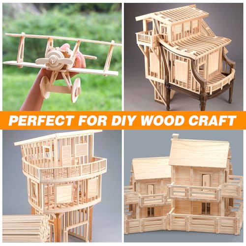 180Pcs Balsa Wood Sticks, Hardwood Square Dowels Unfinished Wooden Strip