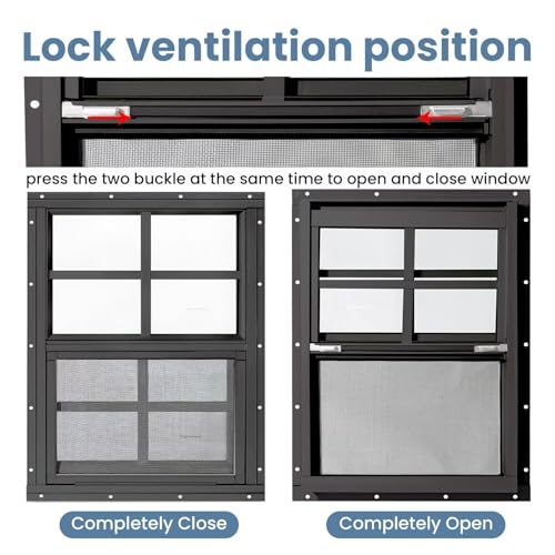 2 Pack Shed Windows, Chicken Coop Windows, 24" x 36" Black - color: Black, size: 24" x 36"