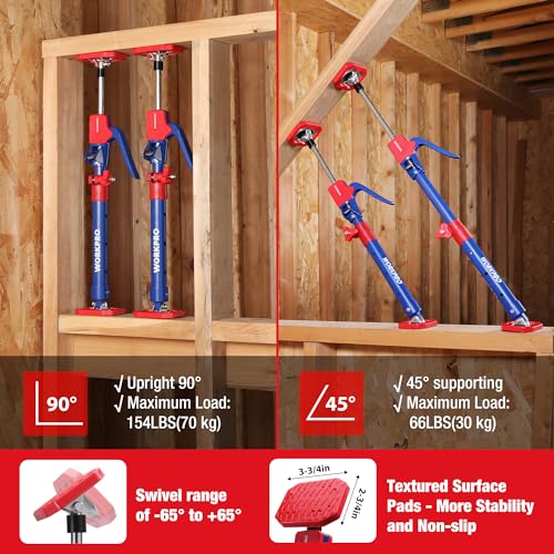 WORKPRO Cabinet Jacks, 18-1/2" to 29-1/2" Adjustable Support Pole, 2-Pack - size: Short-18.5"-29.5" 2PC
