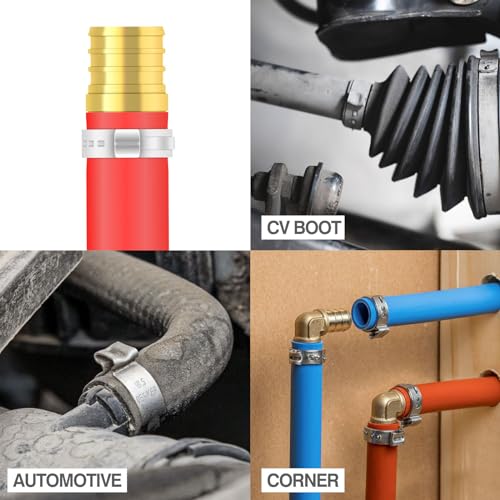 iCrimp PEX Crimping Tool Kit for 3/8-in, 1/2-in, 3/4-in, 1-in PEX Clamp Cinch & Removal, c/w 1/2''(20 Pack) and 3/4''(10 Pack) PEX Clamp Rings, PEX Tubing Cutter