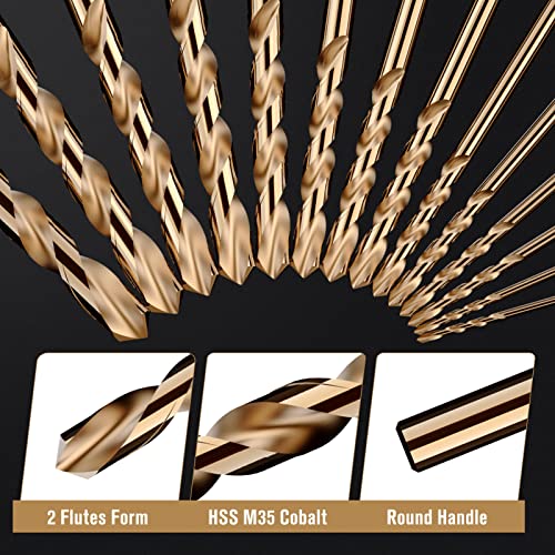 29Pcs(1/16"-1/2") Cobalt Drill Bit Set M35 HSS Jobber Length - size: 29pcs (Plastic Box), 1/16"-1/2"