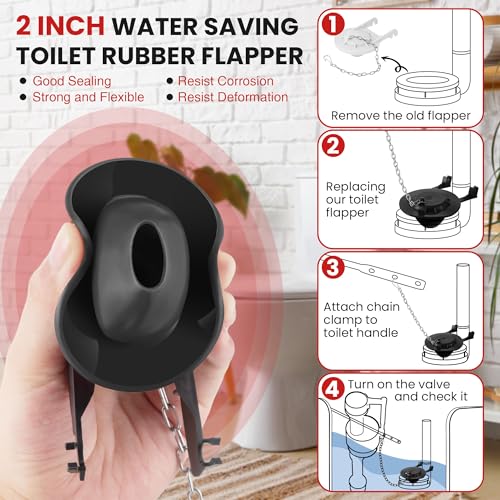 Saillong Universal Toilet Flusher Replacement Kit, Fill Valve, 2-Inch Flapper, Front Mount Handle Lever, Water-Saving, Adjustable Toilet Repair Kit Inside Tank, Easy to Install(Black) - color: Black